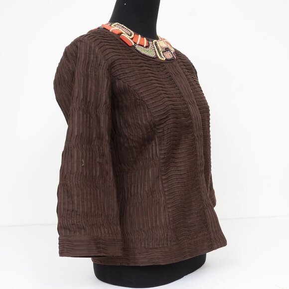 Chico Burundi Beat Bernita Tribal Beading Embroidery Jacket Size 0 (XS) Office - Picture 4 of 12